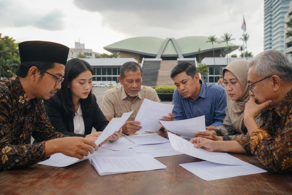 Masyarakat berdiskusi dan menelaah dokumen rancangan undang-undang dalam forum kewargaan