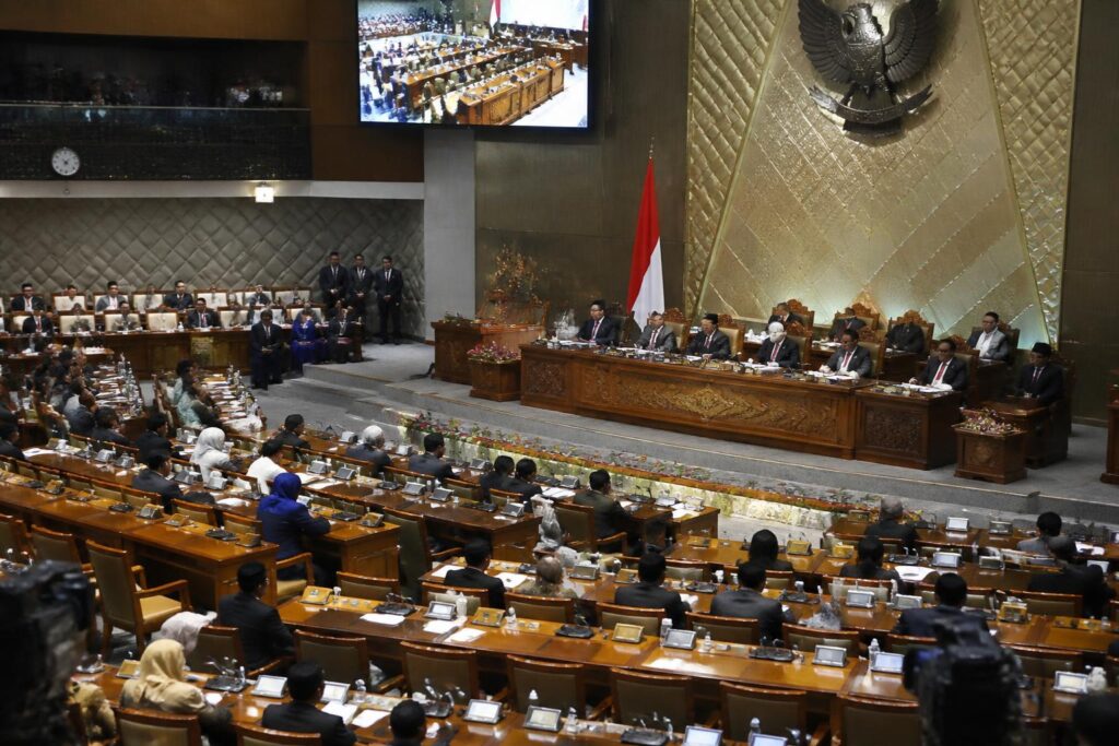 Suasana rapat paripurna DPR RI saat pembahasan dan pengesahan anggaran negara
