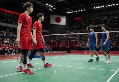 Suasana arena bulutangkis indoor menjelang final beregu putra Asian Games