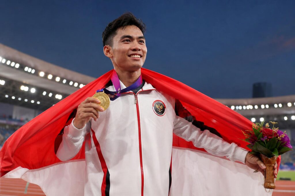 Suasana pertandingan atlet Indonesia dalam ajang Asian Games di Jepang