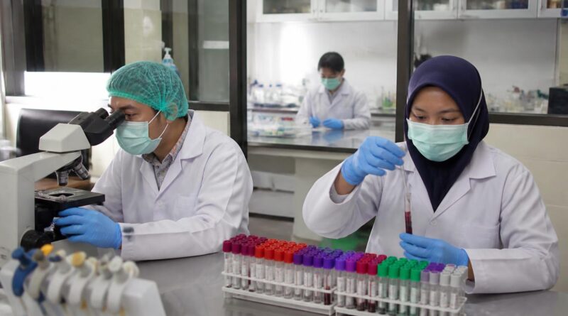 Petugas laboratorium memeriksa sampel influenza dalam pemantauan kesehatan masyarakat