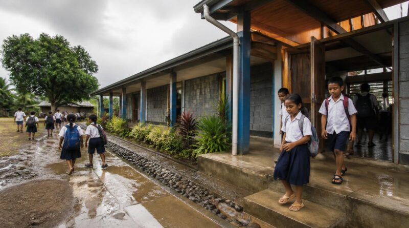 Guru dan siswa kembali belajar di sekolah yang aman setelah hujan lebat dengan infrastruktur tahan bencana