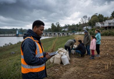 Petugas dan warga meninjau kesiapsiagaan menghadapi risiko banjir dan kekeringan di kawasan permukiman