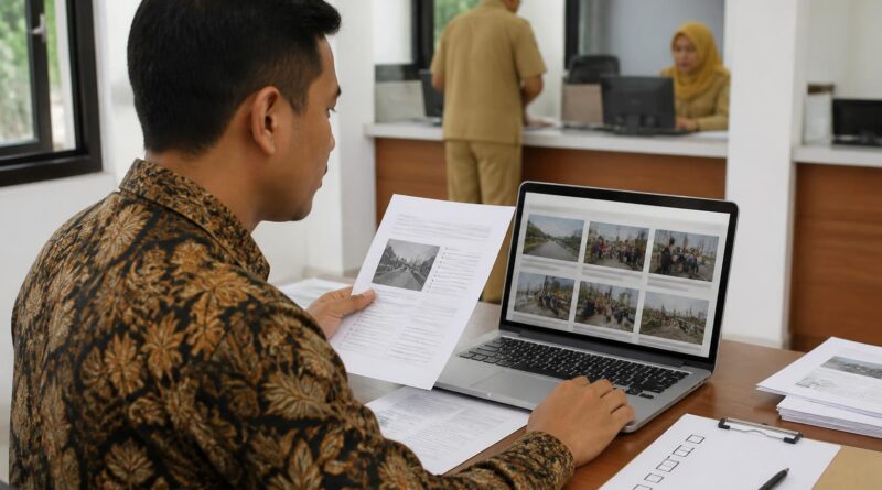 Warga memeriksa dokumen keterbukaan informasi publik dan layanan PPID melalui laptop