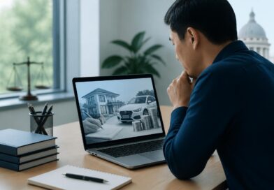 Warga memeriksa informasi laporan harta pejabat melalui laptop di meja kerja
