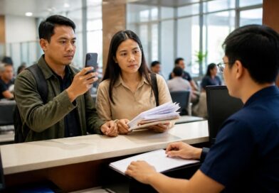 Warga menyiapkan dokumen untuk mengawal pengaduan pelayanan publik di kantor layanan pemerintah