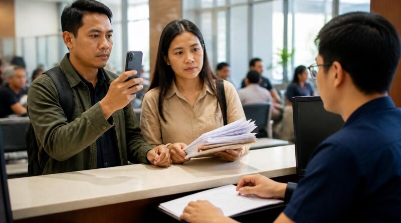 Warga menyiapkan dokumen untuk mengawal pengaduan pelayanan publik di kantor layanan pemerintah