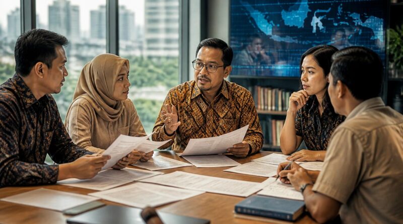 Warga membaca dokumen legislasi dan berdiskusi tentang partisipasi publik dalam proses pembentukan undang-undang