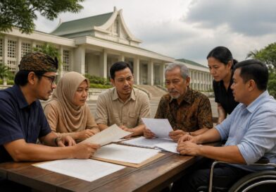 Warga dari berbagai latar belakang memeriksa dokumen legislasi dalam forum diskusi publik