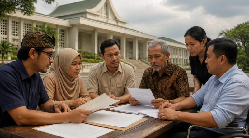 Warga dari berbagai latar belakang memeriksa dokumen legislasi dalam forum diskusi publik