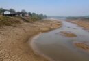 Sungai yang menyusut dan berlumpur di kawasan desa terdampak kekeringan di Kapuas, Kalimantan Tengah