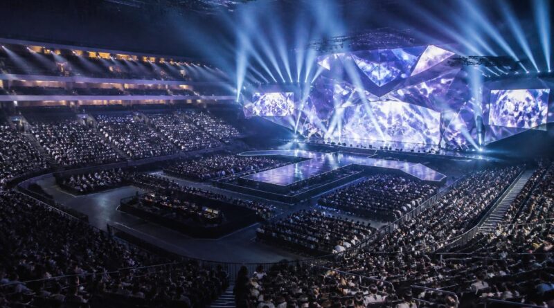 Panggung dan tribun Gocheok Sky Dome di Seoul yang disiapkan untuk acara penghargaan musik K-pop